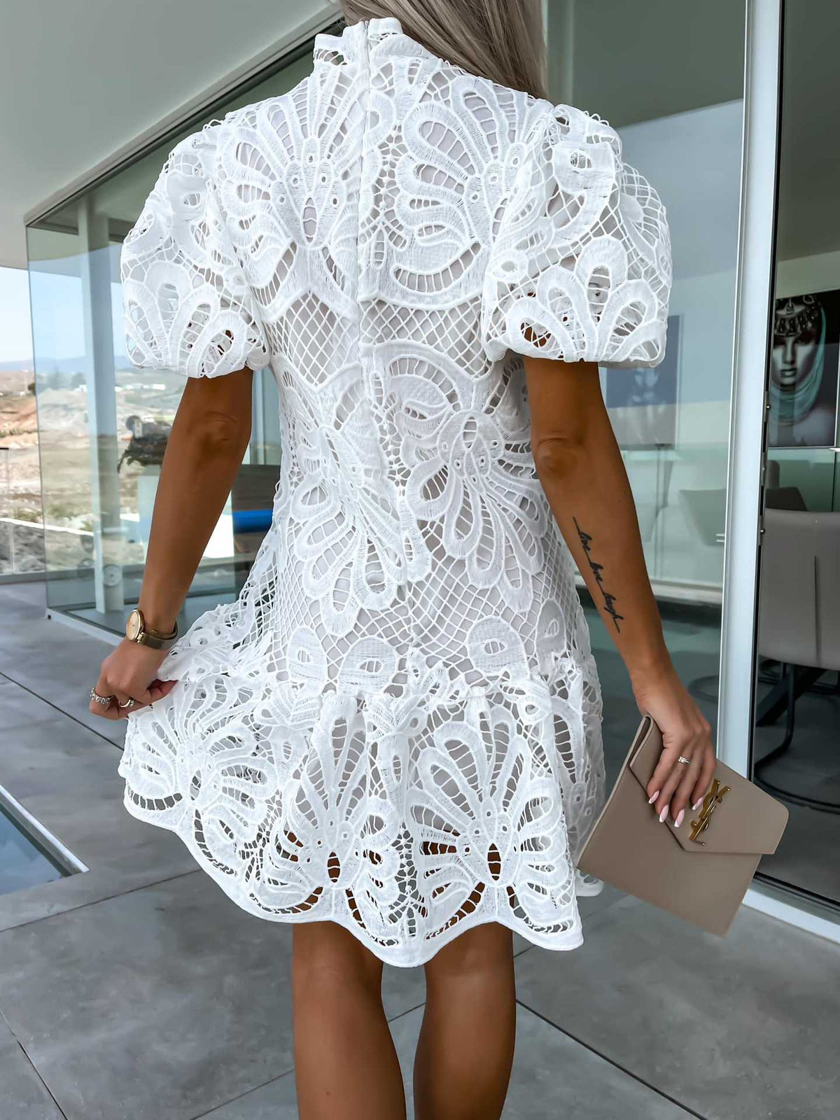 Farrah White Lace Dress