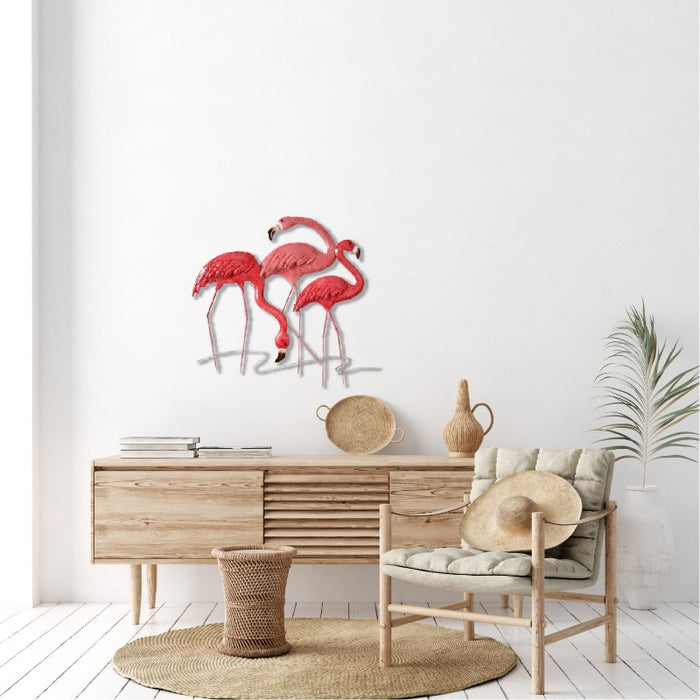 Pink Flamingo 55cm Metal Wall Art