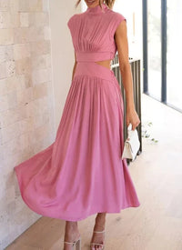 Moriah Pink Stand Up Collar Dress