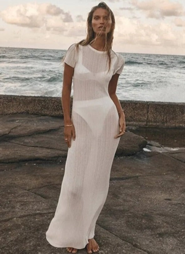 Hannah White Resort Cover Up Maxi Dress