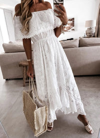 Rumer White Lace Off The Shoulder Dress